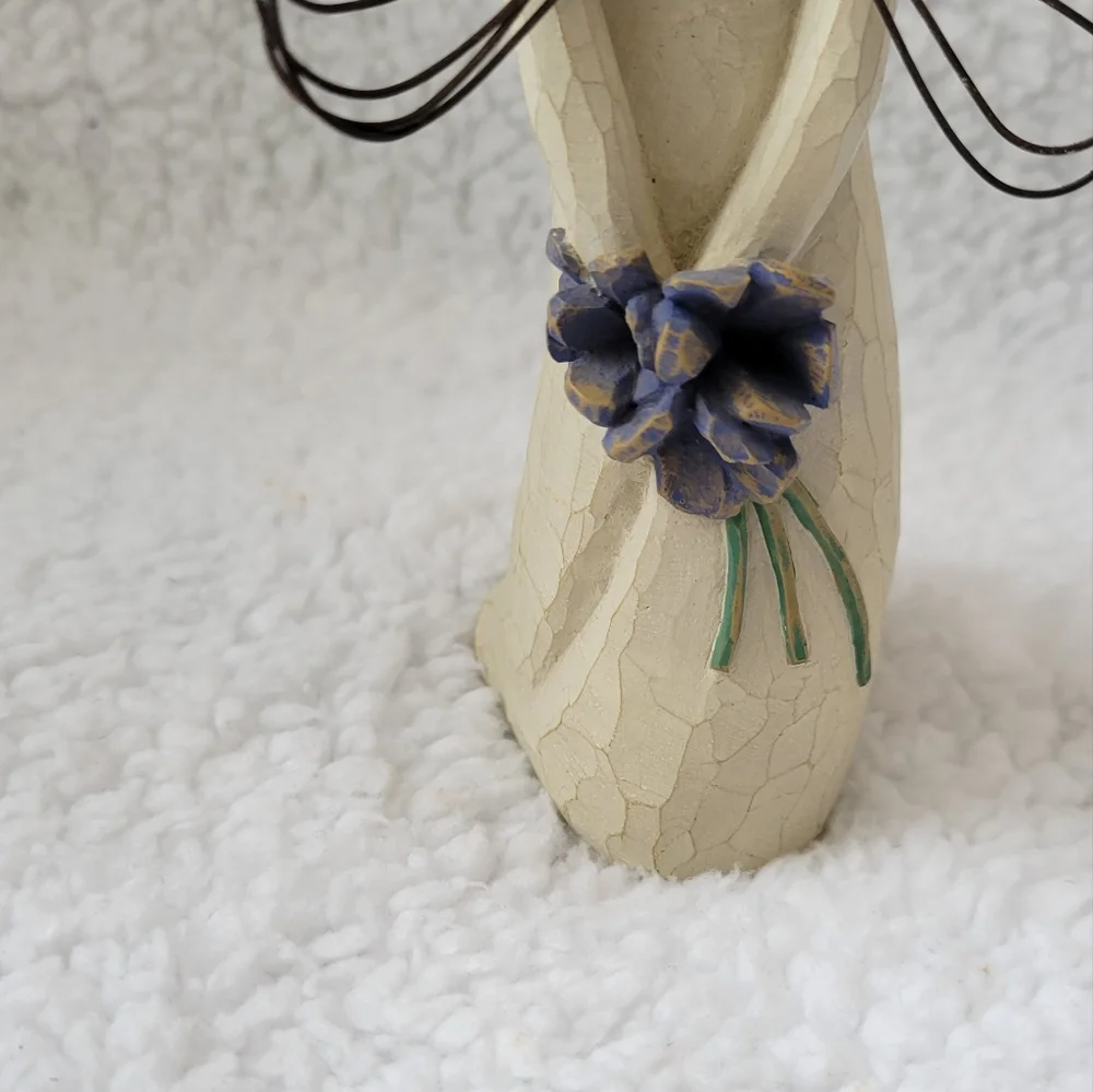 Willow tree female angel Thank You with purple flowers